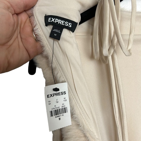 Express Faux Fur Dress Back Tie Stretch BodyCon Dress NEW! SZS - Picture 5 of 7